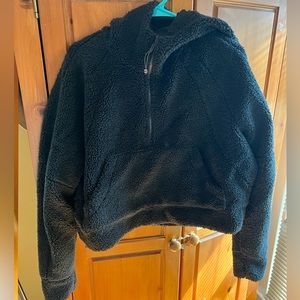 LULULEMON SCUBA OVERSIZED HALF-ZIP FLEECE HOODIE-BLACK